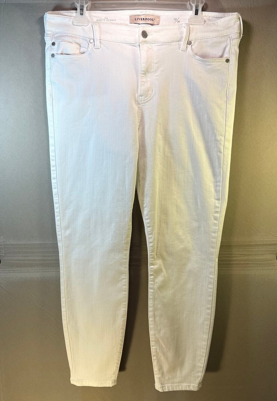 Liverpool Cropped Ankle Skinny White Jeans SZ 12/31